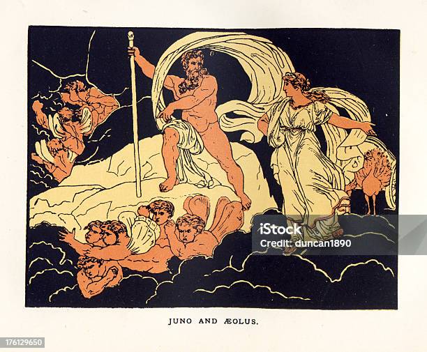 Vetores de Juno E Aeolus e mais imagens de Estilo Grego Clássico - Estilo Grego Clássico, Ilustração e Pintura, HMS Juno