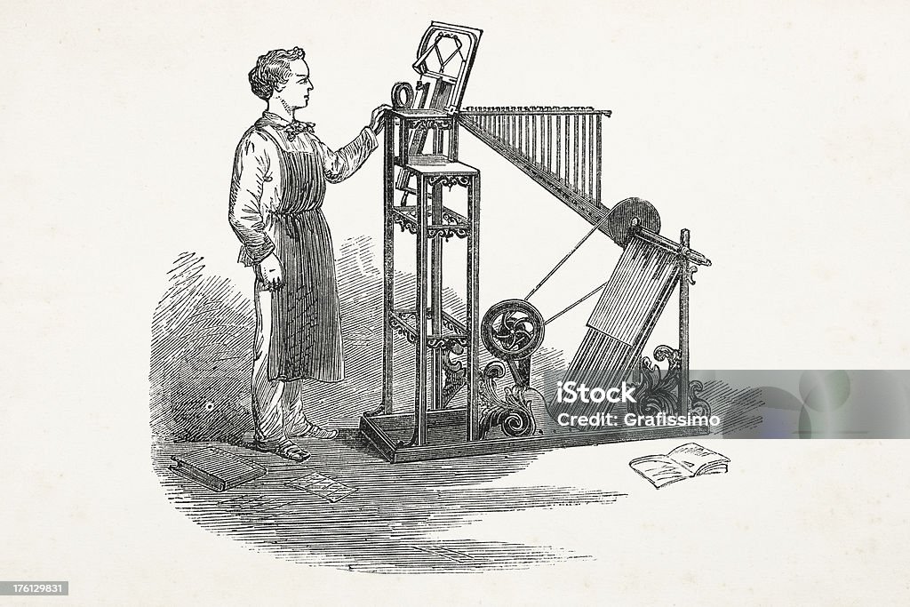 1815 Reference Machine Engraving Of Typedistributing Machine 1881 Stock Illustration ...