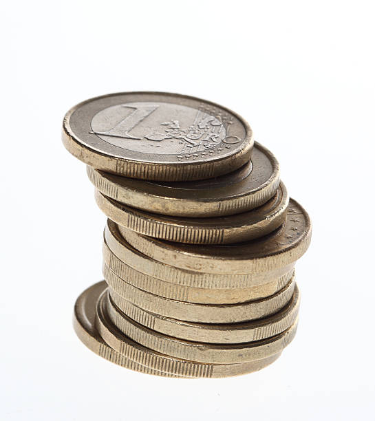Stack of euro coins stock photo
