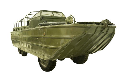 a military vehicle isolated on a white background with clipping path