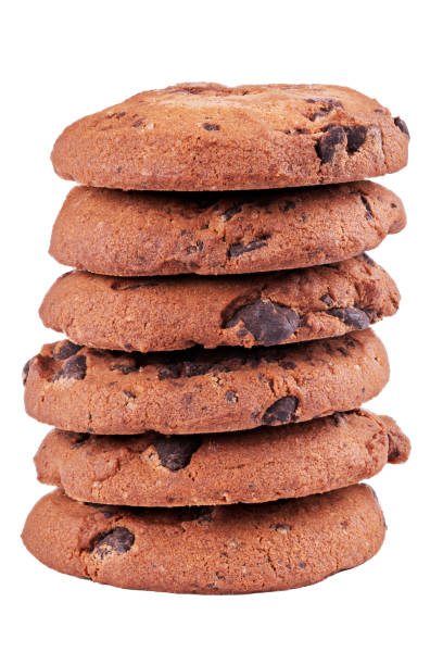 chocolate chip cookie, isolated on white background. sweet biscuits. sweet dessert. file contains clipping path. - pastry bakery biscuit cookie imagens e fotografias de stock