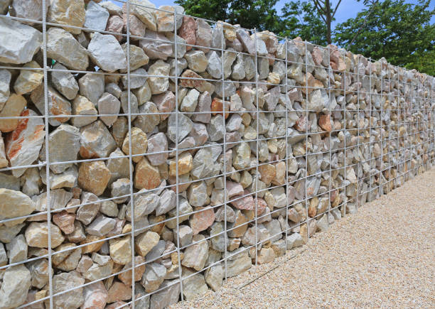 istock Perspective of Stone wall with steel bar for background. 1761320172