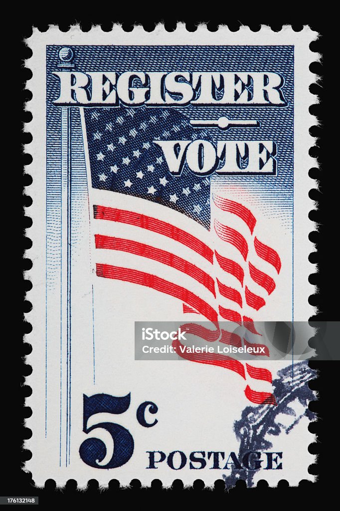 Registrieren Abstimmung Stamp - Lizenzfrei Amerikanische Flagge Stock-Foto