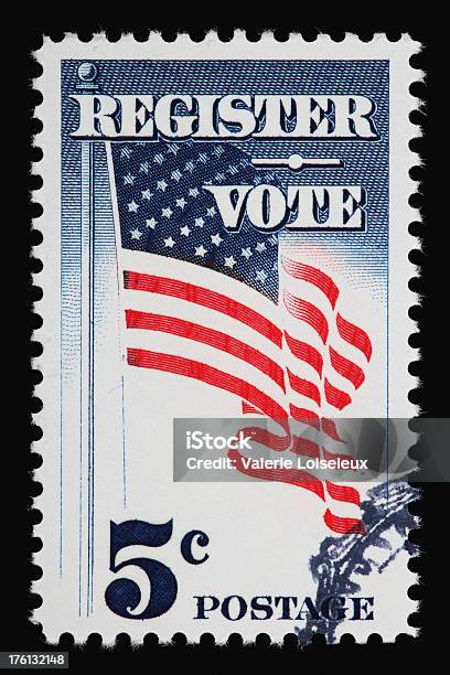Registrazione Votazione Stamp - Fotografie stock e altre immagini di Bandiera - Bandiera, Bandiera degli Stati Uniti, Bandiera nazionale