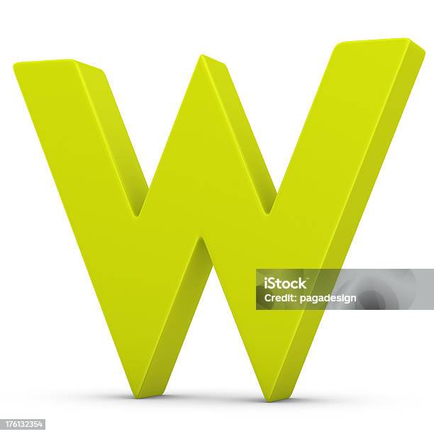 Green Letter W Stock Photo - Download Image Now - Letter W, Alphabet, Cut Out