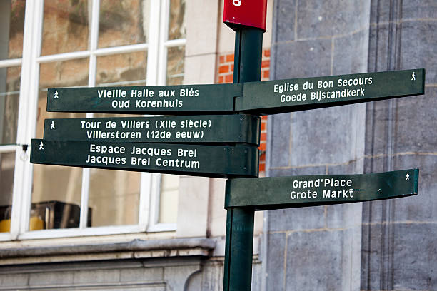 Street Signs in Downtown Brussels Belgium