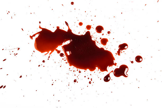 Red Spatter on white background stock photo