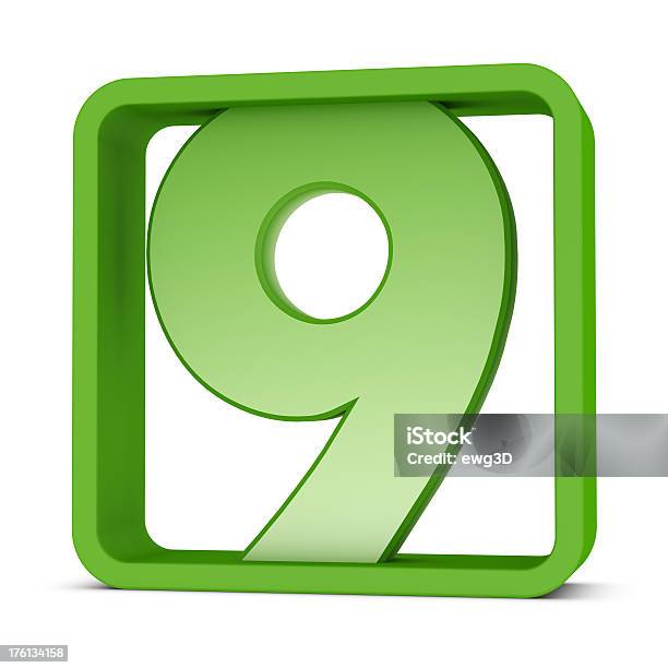 Number 9 Stock Photo - Download Image Now - Green Color, Number 9, Abstract