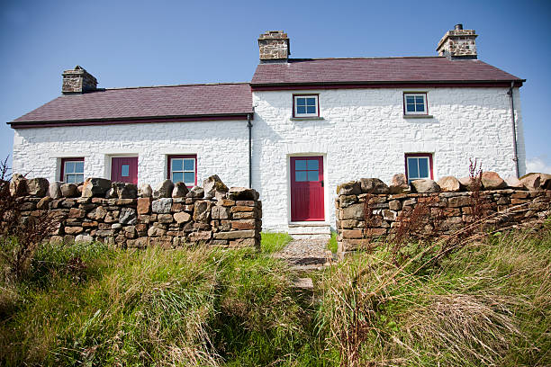 traditional Welsh cottage stock photo