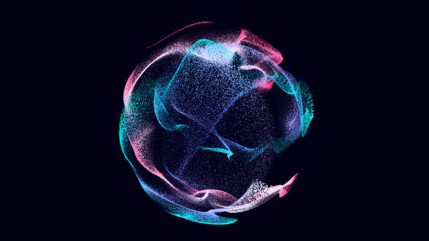 istock Collection of bright dots on a dark background. Abstract sound wave of particles. Data network. 3D rendering. 1761383890