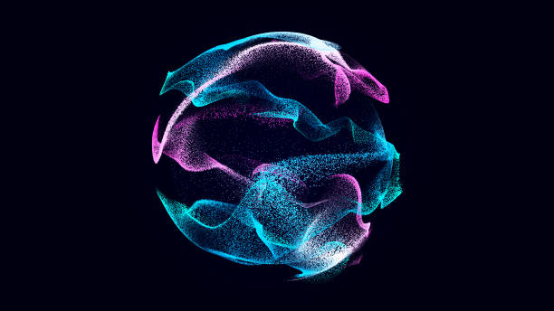 istock Collection of bright dots on a dark background. Abstract sound wave of particles. Data network. 3D rendering. 1761383896