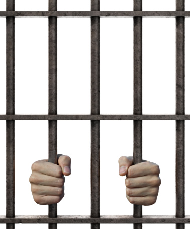 Royalty-free image of prison bars isolated on white. You can put any face you want in the cage. In the largest version a clipping path is attached for your convenience. Zoom in for detail!