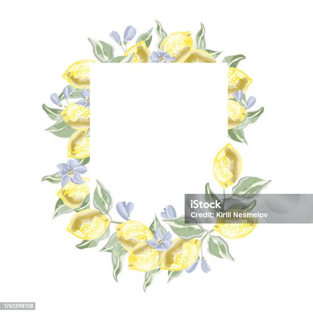 Lemon Colur Rectangle Vertical Rectangular Banner Frame With Lemon Branches And Lemons In ...