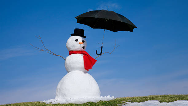 muñeco de nieve - melting snowman winter spring fotografías e imágenes de stock