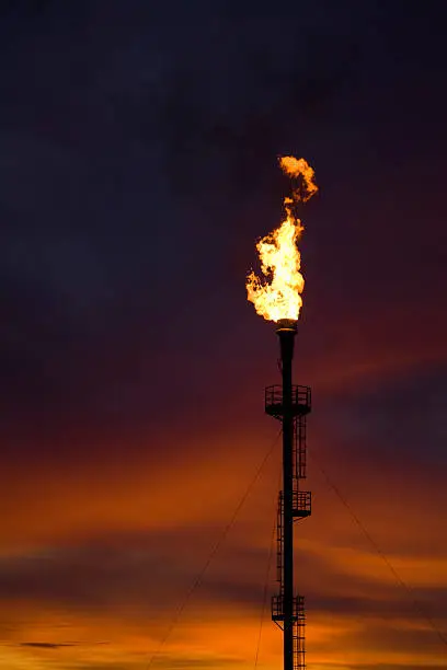 Gas Flare from booster pipeline pumping station at Sunset.