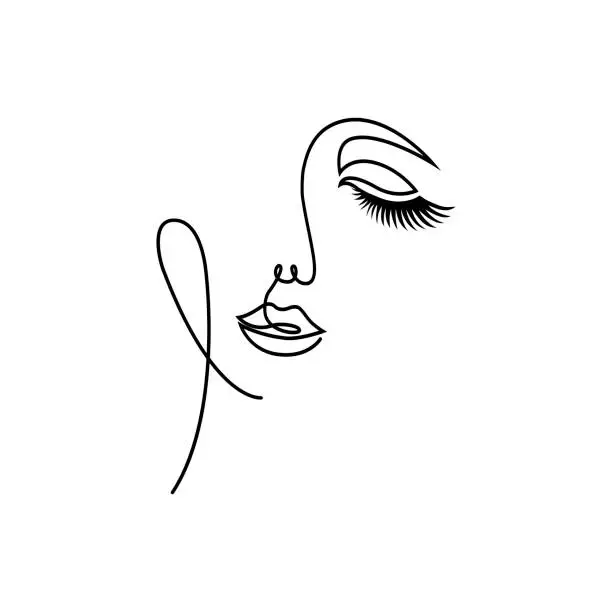 Vector illustration of Face one-liner art_03