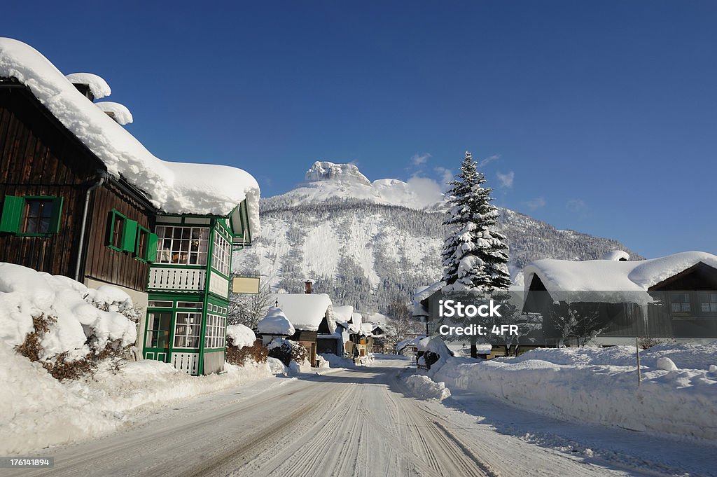Village mit Schnee bedeckt-Tag nach Schwere Schneesturm - Lizenzfrei Ausseerland Stock-Foto