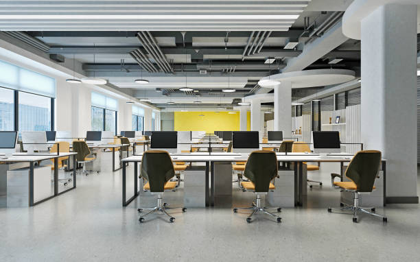 istock Modern conference meeting room and office interior, 3d rendering 1761425414