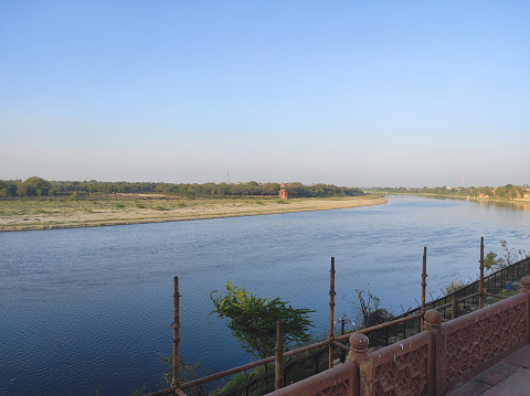 Ganges river backside view of Taj mahal