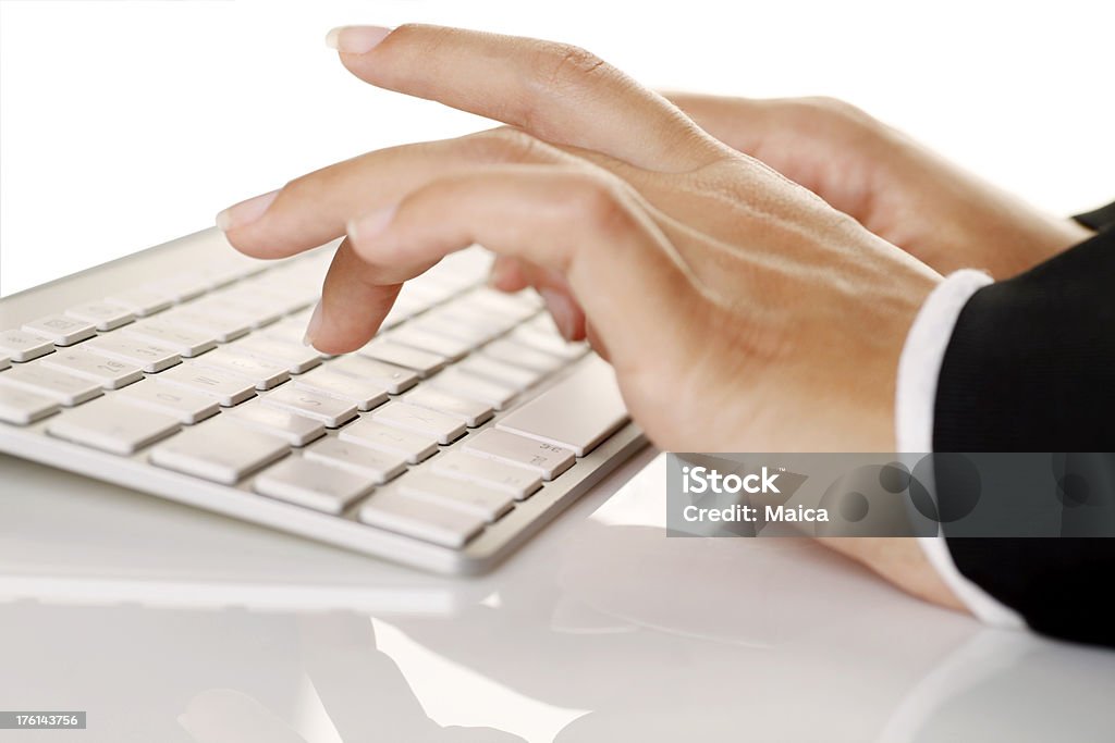 Hands writing on keyboard "Woman hands typing on a white, moder keyboard.Many more at Keyboard & hands Lightbox, cliking on any image:" Author Stock Photo