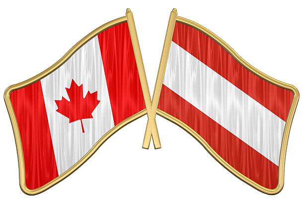 Canadian Austria Friendship Flag Pin stock photo