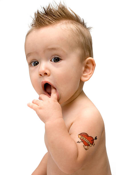 Punk Rock Baby Stock Photo - Download Image Now - Tattoo, Toddler