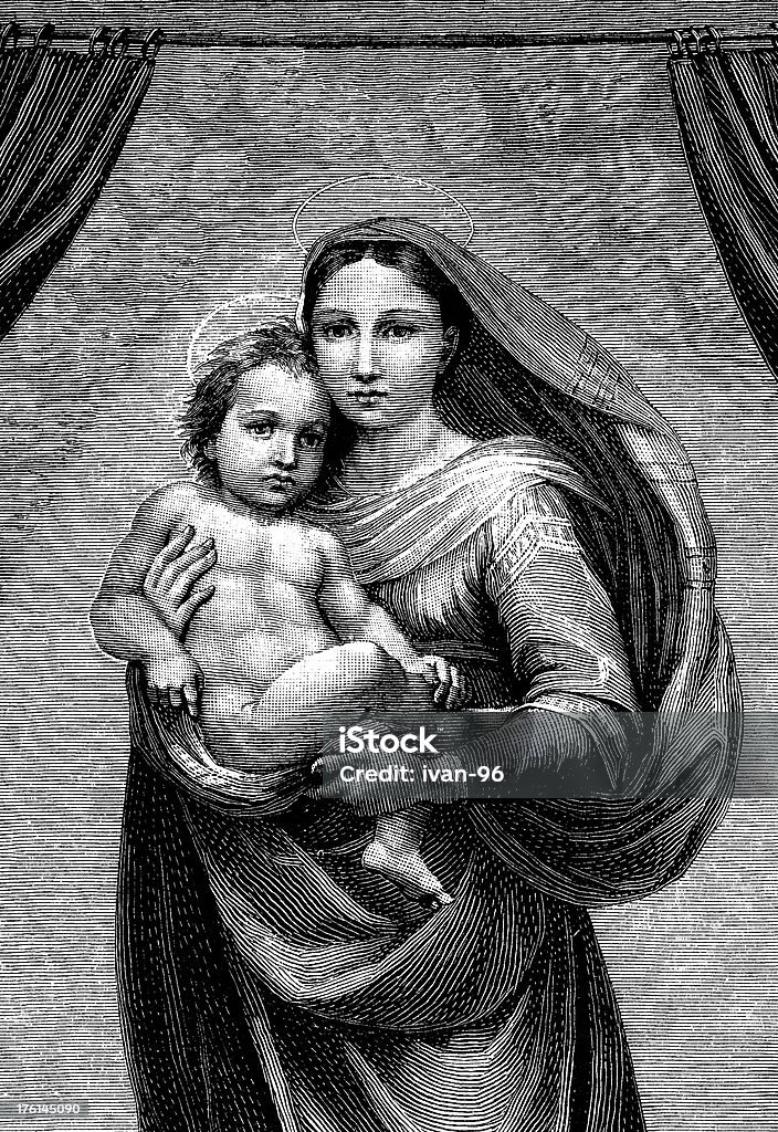 Сикстинская Мадонна - Стоковые иллю�страции Дева Мария роялти-фри