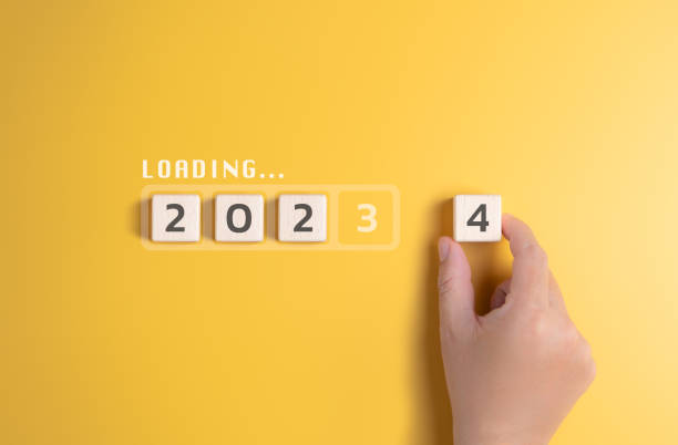 istock Loading screen progress from the year 2023 to 2024 in yellow background. The countdown for Merry Christmas and Happy New Year. Planning and challenge strategy for business or life in 2024 concept. 1761452442