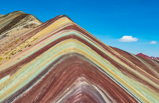 Vinicunca, or Winikunka, also called mountain of seven colors or Rainbow Mountain, is a mountain in the Andes of Peru with an altitude of 5200 meters asl. The seven colors of the mountain are due to its mineralogical composition