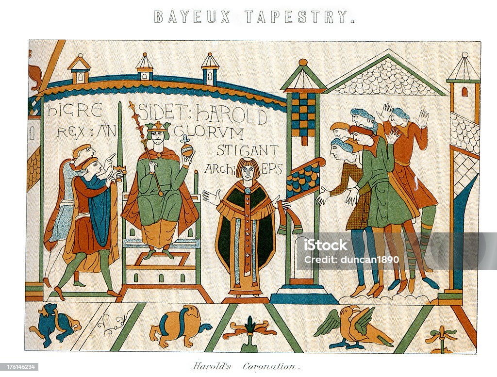 Tkanina z Bayeux-Koronacja Harold - Zbiór ilustracji royalty-free (Tkanina z Bayeux)