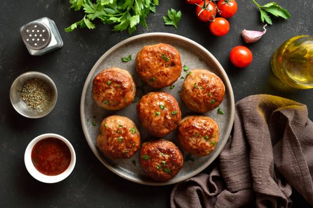 istock Roasted cutlets from beef and pork meat 1761474830