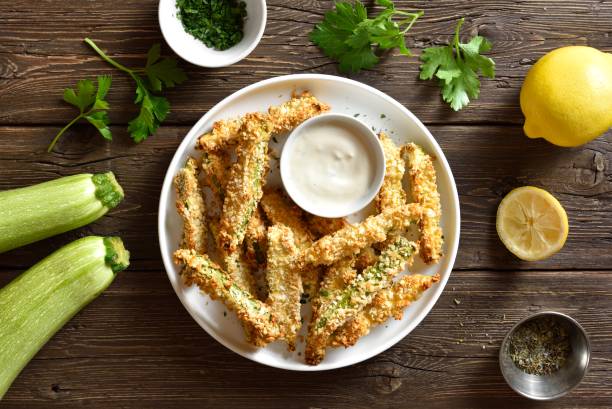 istock Crunchy zucchini breaded sticks with dip sauce 1761487343