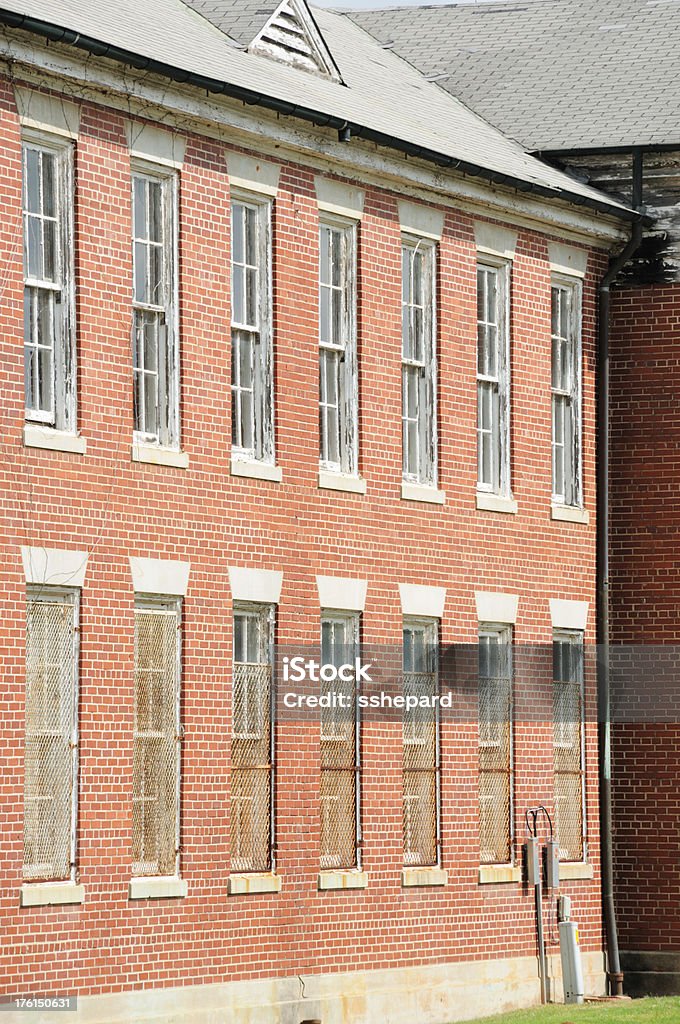 Insane asylum Barred windows on mental health hospital Beauty Stock Photo