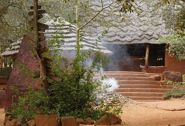 shangaan villaggio tribale sud africa - hut africa grass hut mud hut foto e immagini stock