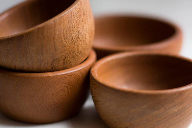 Wooden bowls stock photo