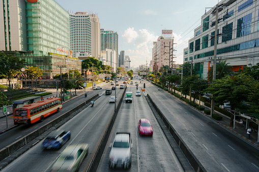 Blurred motion of traffic  in Bangkok