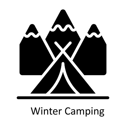 Winter Camping  vector Solid Design illustration. Symbol on White background EPS 10 File