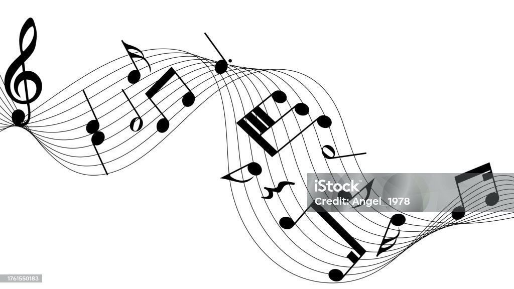 Music Notes Long Line Musical Notes On Lines Stock Illustration - Download Image Now ...