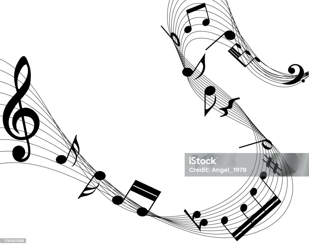Music Notes Long Line Musical Notes On Lines Stock Illustration - Download Image Now ...