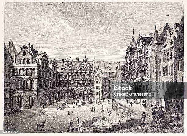 Замок Гейдельберга В 1683 — стоковая векторная графика и другие изображения на тему Гравюра - Гравюра, Хайдельберг - Германия, 1880