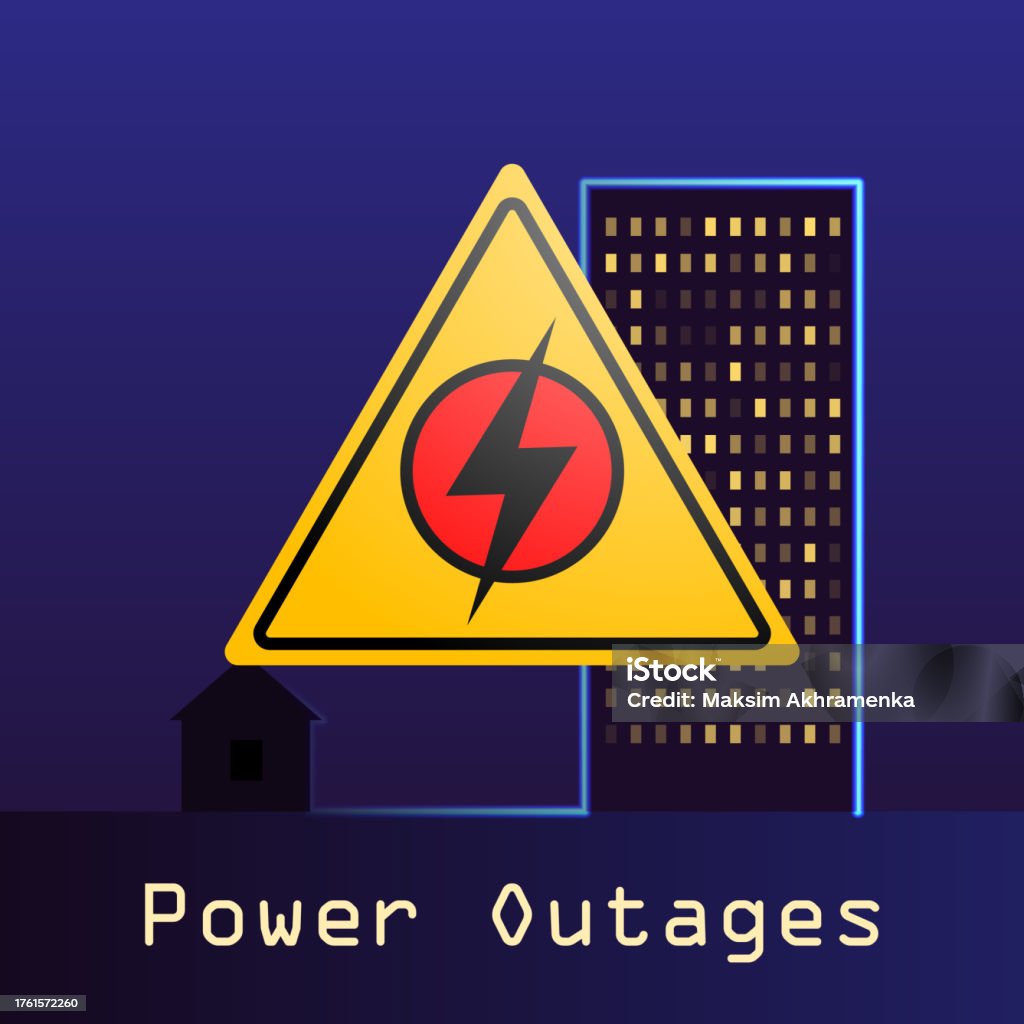 Power Outage Logo On A City Background Stock Illustration - Download