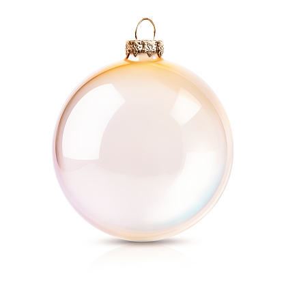 green shiny christmas ball isolated on white background