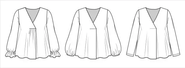 Vector illustration of Vector long sleeved blouse fashion