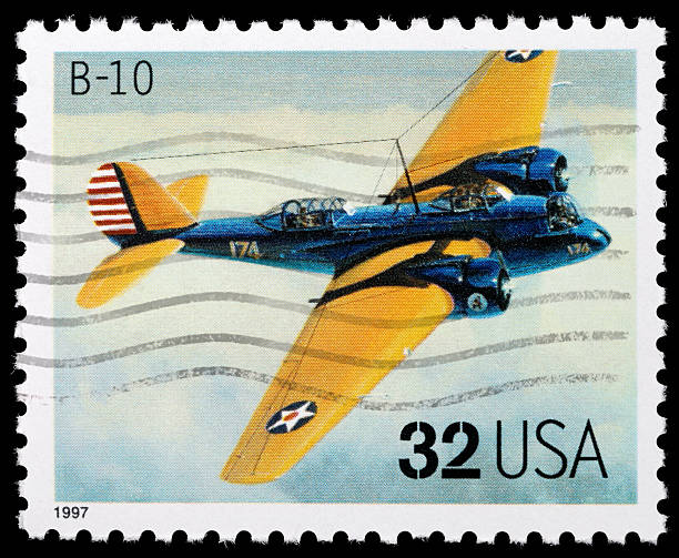 istock Vintage airplane stamp. B10 aircraft. 176159043