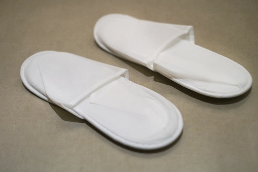 Close-up shot of Disposable Slippers For Hotel Guests