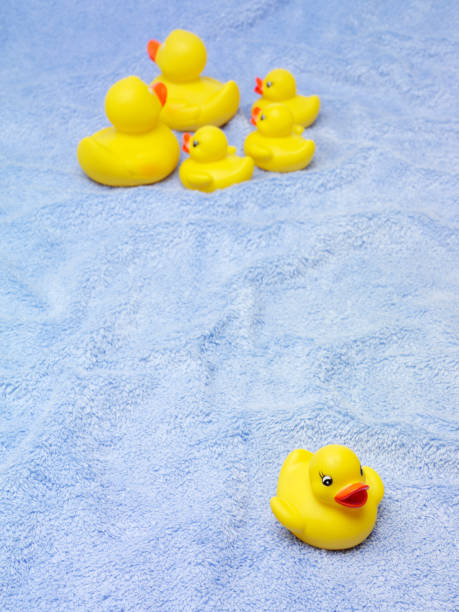 istock Yellow Rubber Ducks on a Blue Towel 176160046