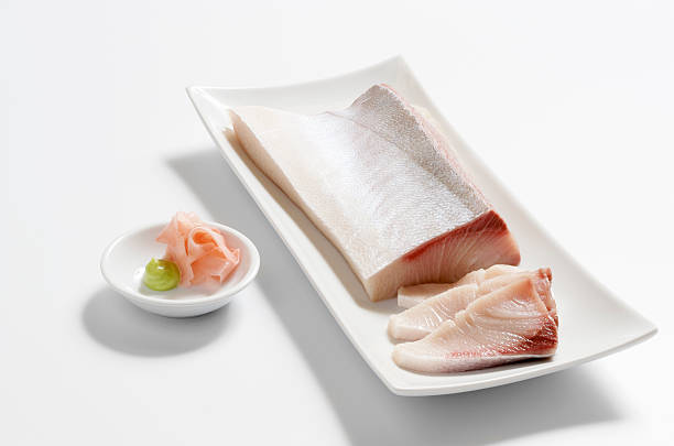 istock Hamachi Yellowtail Belly Sashimi Sushi on White 176160335