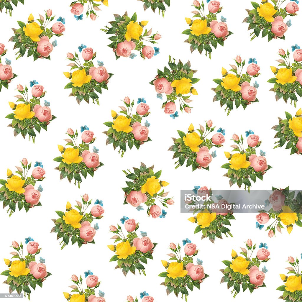 Papel de parede antigo com rosas/Flor ilustrações - Royalty-free Fundo Branco Ilustração de stock