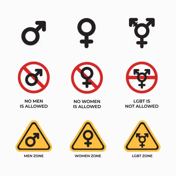 Vector illustration of Illustration of Gender Symbols and Associated Warnings