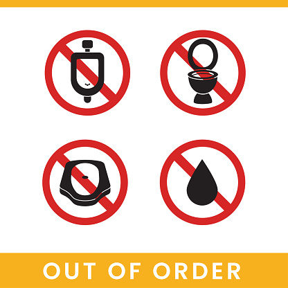 unavailability signs of toilet tools. Isolated Vector Illustration